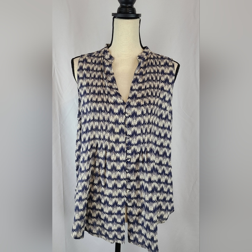 Anthropologie Maeve Floral Vine Pintuck Tank Top Blouse Tunic, size Medi…